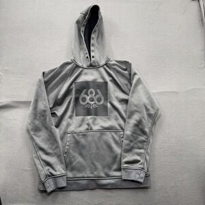 686 Hoodie Sweatshirt Mens Medium Gray Fleece Pullover Kangaroo Pocket Logo